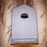 Gebedskleed dik en zacht pastel met Kaaba symbool en decoratieve franjes